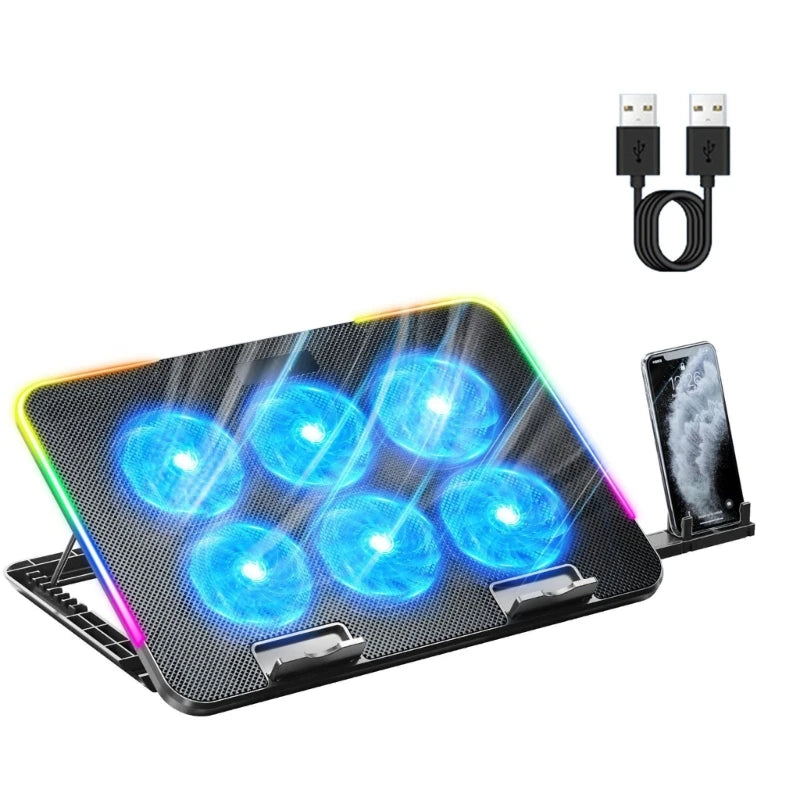 Laptop Cooling Pad with 6 LED Fans & USB Ports