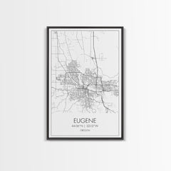 Eugene Oregon Minimalist City Map Canvas Wall Art
