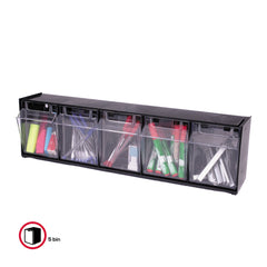 Tilt Bin 5-Section Storage Organizer – Black/Clear