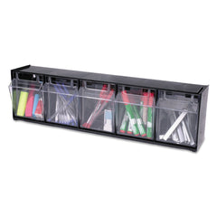 Tilt Bin 5-Section Storage Organizer – Black/Clear