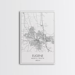 Eugene Oregon Minimalist City Map Canvas Wall Art