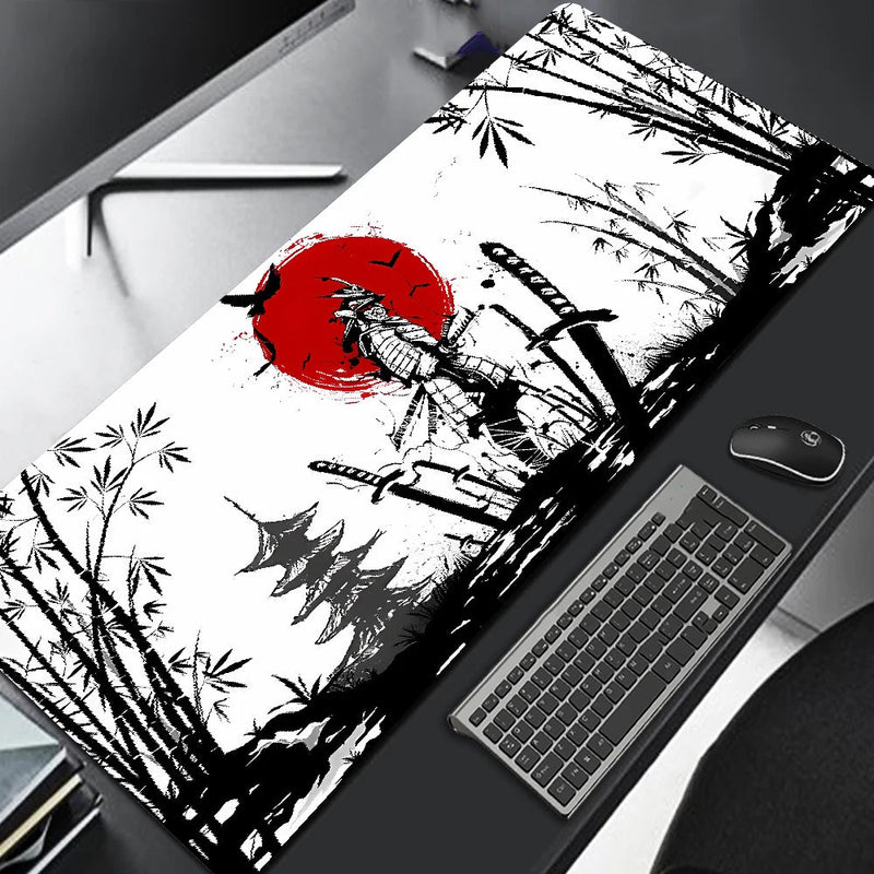 Samurai Warrior Gaming Mouse Pad – Black Desk Mat