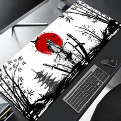 Samurai Warrior Gaming Mouse Pad – Black Desk Mat