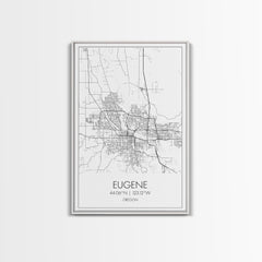 Eugene Oregon Minimalist City Map Canvas Wall Art