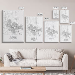 Eugene Oregon Minimalist City Map Canvas Wall Art