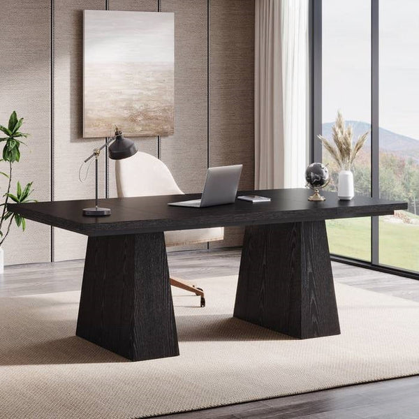 Modern Home Office Computer Desk – Black Wood Finish