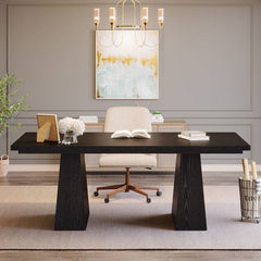 Modern Home Office Computer Desk – Black Wood Finish