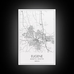 Eugene Oregon Minimalist City Map Canvas Wall Art