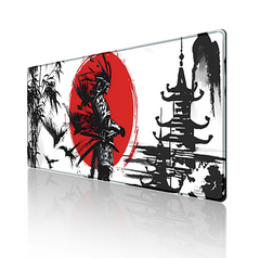 Samurai Warrior Gaming Mouse Pad – Black Desk Mat