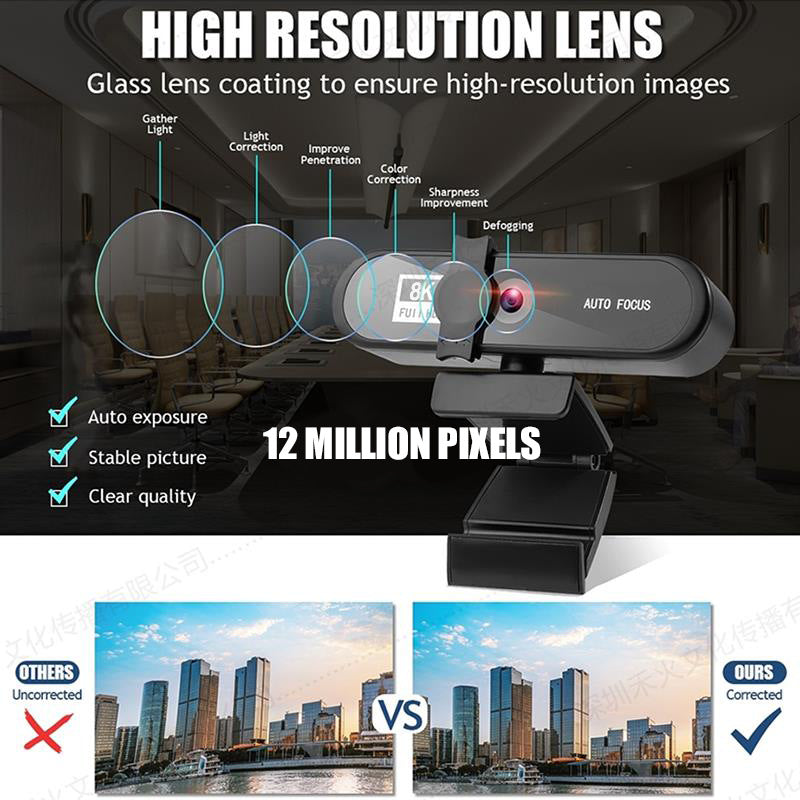 4K Auto Focus USB Webcam with 1080P/2K Support