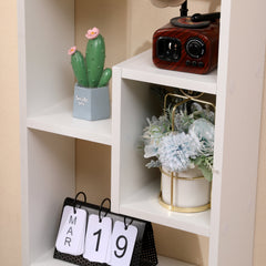 Freestanding 5-Cube Wood Bookcase with Keyhole Hangers
