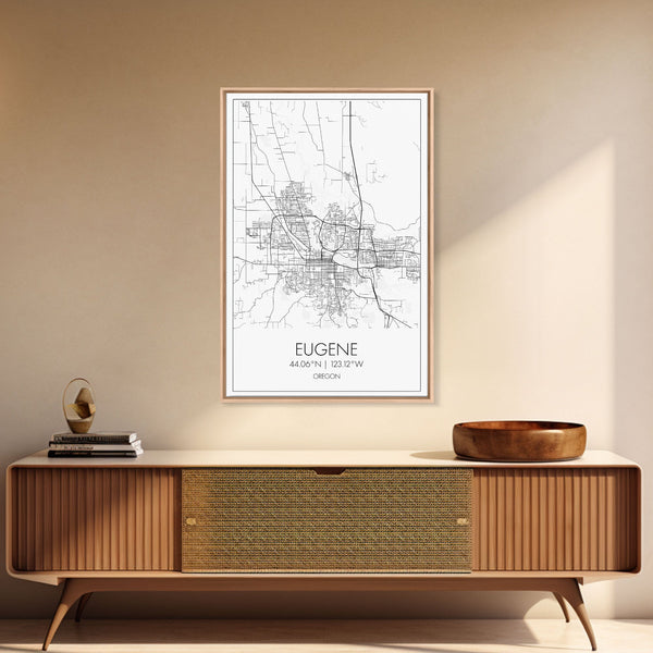 Eugene Oregon Minimalist City Map Canvas Wall Art