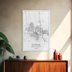 Eugene Oregon Minimalist City Map Canvas Wall Art
