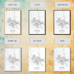 Eugene Oregon Minimalist City Map Canvas Wall Art