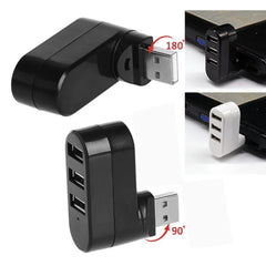3-Port USB 2.0 Mini Rotating Hub Adapter