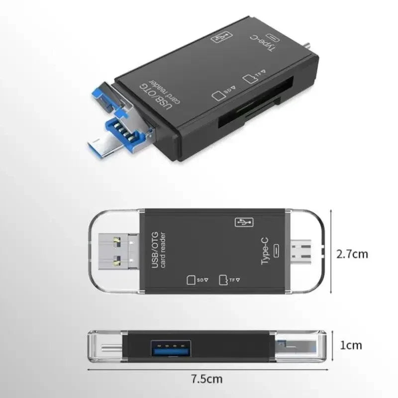 6-in-1 Multifunction USB 3.0 Type-C Card Reader Adapter