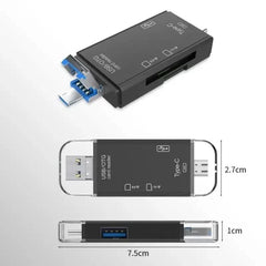 6-in-1 Multifunction USB 3.0 Type-C Card Reader Adapter