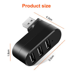 3-Port USB 2.0 Mini Rotating Hub Adapter