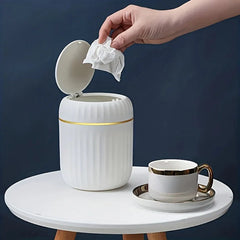 Mini Desktop Trash Can with Lid – Durable Plastic Desk Organizer