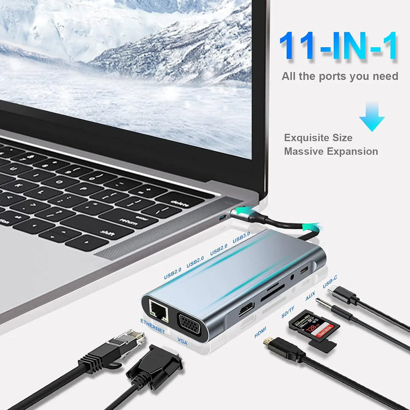 USB-C Hub Adapter with 4K HDMI, VGA & PD