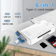 6-in-1 Multifunction USB 3.0 Type-C Card Reader Adapter