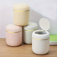 Mini Desktop Trash Can with Lid – Durable Plastic Desk Organizer