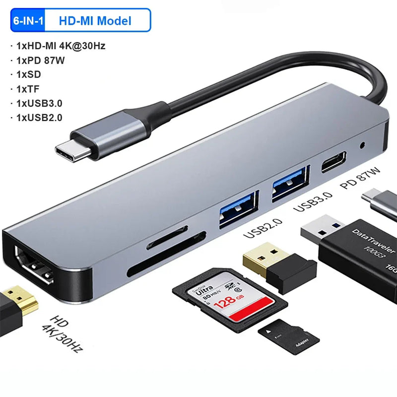 USB-C Hub Adapter with 4K HDMI, VGA & PD