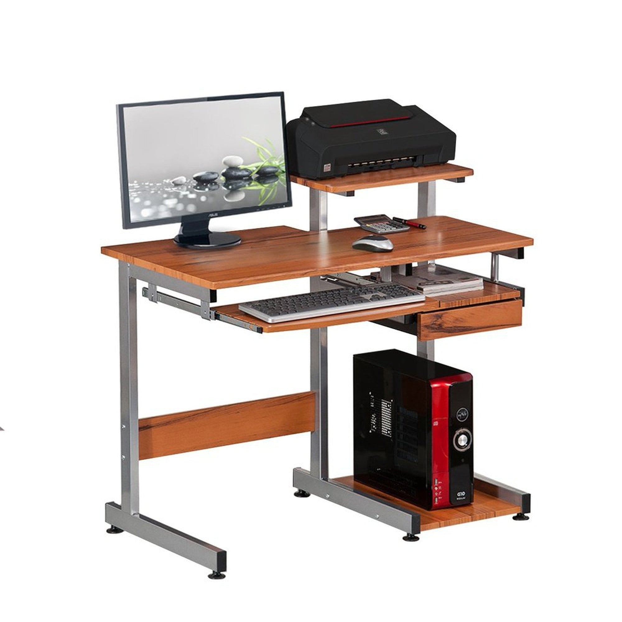 Complete Computer Workstation Desk – Woodgrain – clarityworkspace