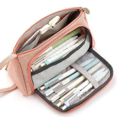 Large Capacity Vintage Grid Pencil Case for Students