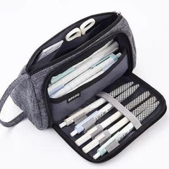 Large Capacity Vintage Grid Pencil Case for Students