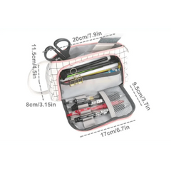 Large Capacity Vintage Grid Pencil Case for Students