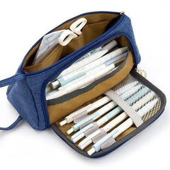 Large Capacity Vintage Grid Pencil Case for Students