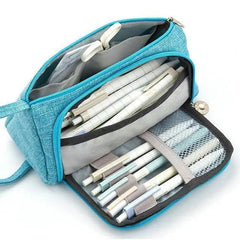 Large Capacity Vintage Grid Pencil Case for Students