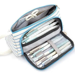 Large Capacity Vintage Grid Pencil Case for Students