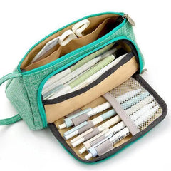 Large Capacity Vintage Grid Pencil Case for Students