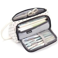 Large Capacity Vintage Grid Pencil Case for Students