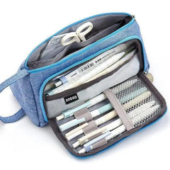 Large Capacity Vintage Grid Pencil Case for Students