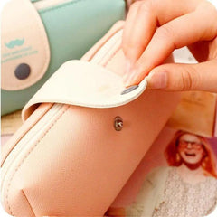 Candy Color PU Leather Pencil Case with Metal Button
