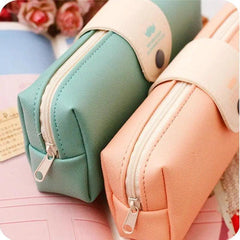 Candy Color PU Leather Pencil Case with Metal Button