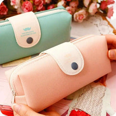 Candy Color PU Leather Pencil Case with Metal Button