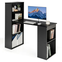 Computer Desk with 6-Tier Storage Shelves – Black
