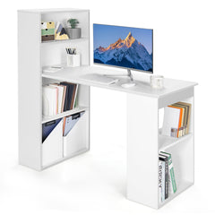 Computer Desk with 6-Tier Storage Shelves – White