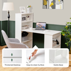 Computer Desk with 6-Tier Storage Shelves – White