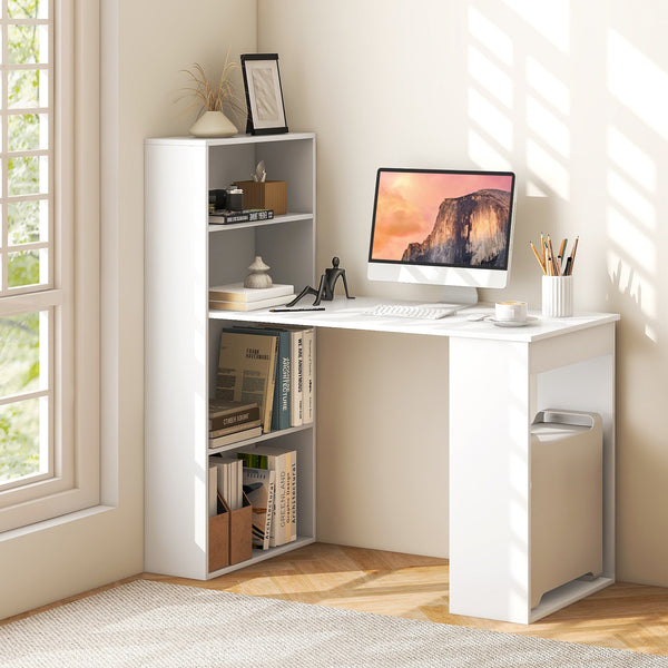 Computer Desk with 6-Tier Storage Shelves – White
