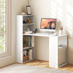 Computer Desk with 6-Tier Storage Shelves – White