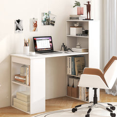 Computer Desk with 6-Tier Storage Shelves – White
