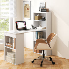 Computer Desk with 6-Tier Storage Shelves – White