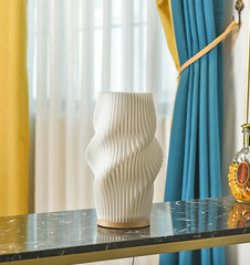 French Cream Style 3D Pleated Bedside Desk Table Lamp