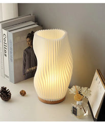French Cream Style 3D Pleated Bedside Desk Table Lamp