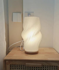 French Cream Style 3D Pleated Bedside Desk Table Lamp